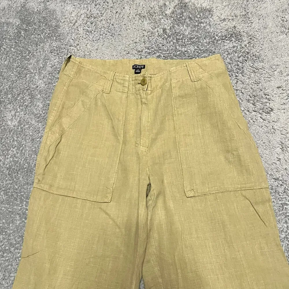 J. Crew Pants Womens 6 Petite Linen Blend Seaside Cargo Straight Utility Casual